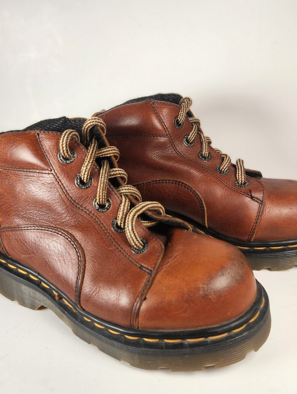 DR MARTENS Kids Boot Size 1 Brown Leather Y2K 90s Made England Chunky 8444 Shoe